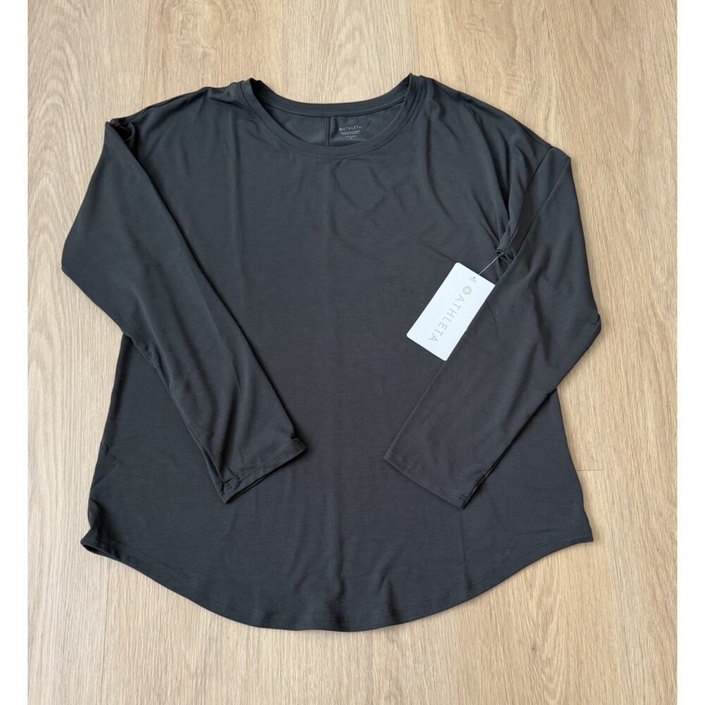 Athleta M NWT Dark Green With Ease 2.0Top Long Sleeve T Shirt Soft Stretch Knit